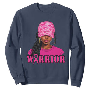 African American Warrior Breast Cancer Sweatshirt Pink Ribbon TS11 Navy Print Your Wear
