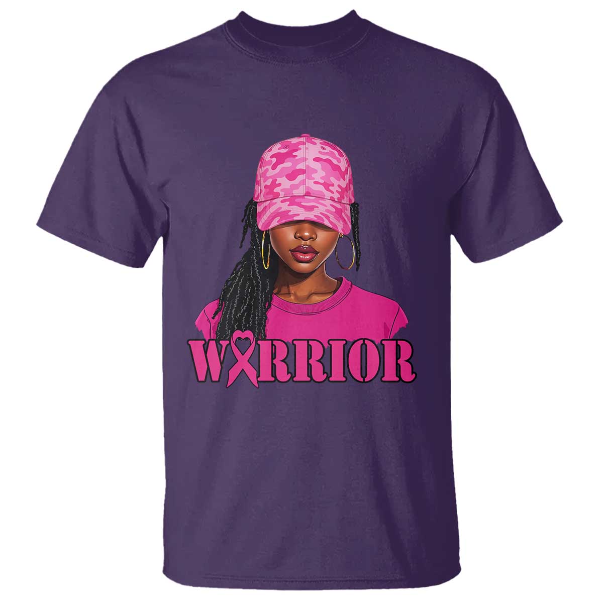 African American Warrior Breast Cancer T Shirt Pink Ribbon TS11 Purple Print Your Wear