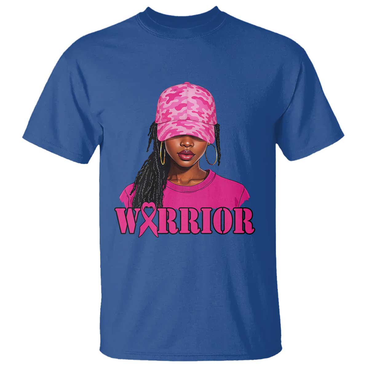 African American Warrior Breast Cancer T Shirt Pink Ribbon TS11 Royal Blue Print Your Wear