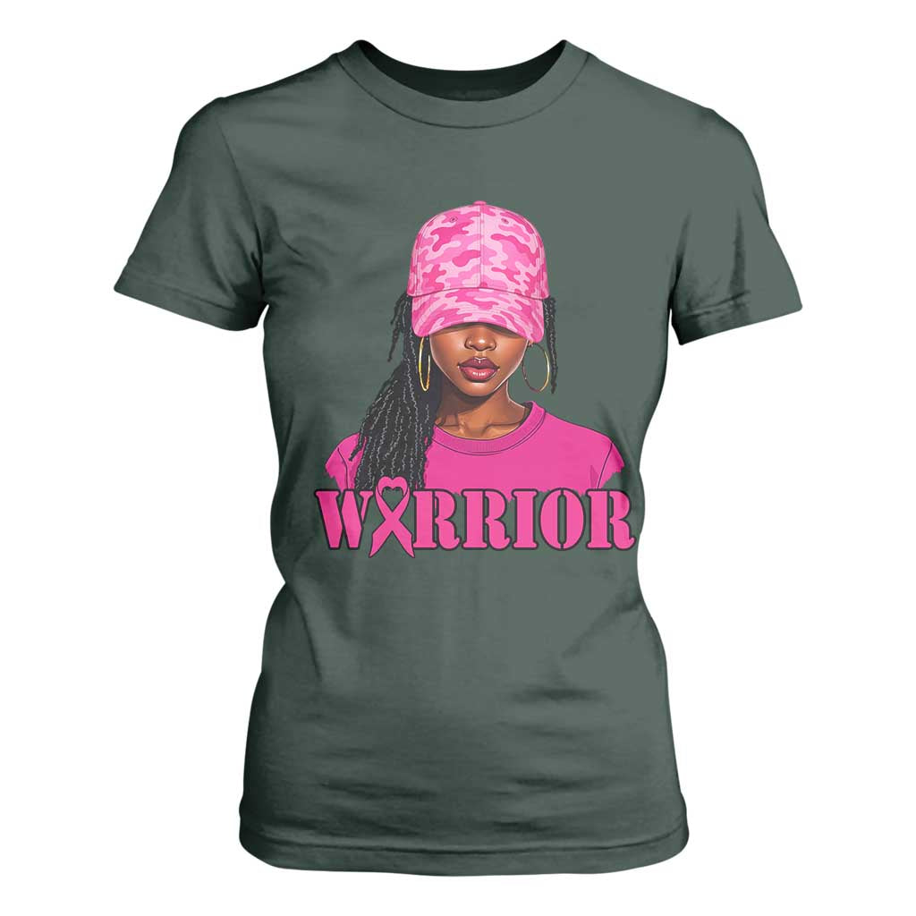 African American Warrior Breast Cancer T Shirt For Women Pink Ribbon TS11 Dark Forest Green Print Your Wear