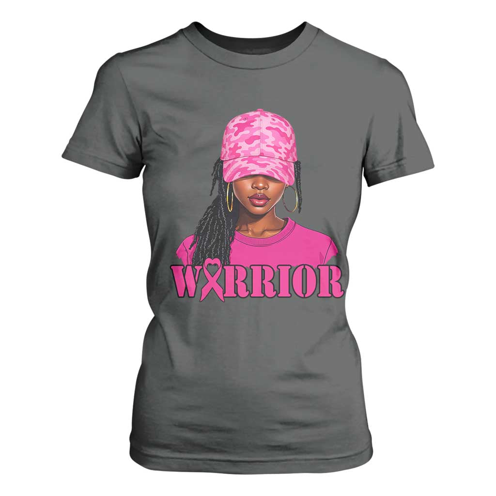 African American Warrior Breast Cancer T Shirt For Women Pink Ribbon TS11 Dark Heather Print Your Wear