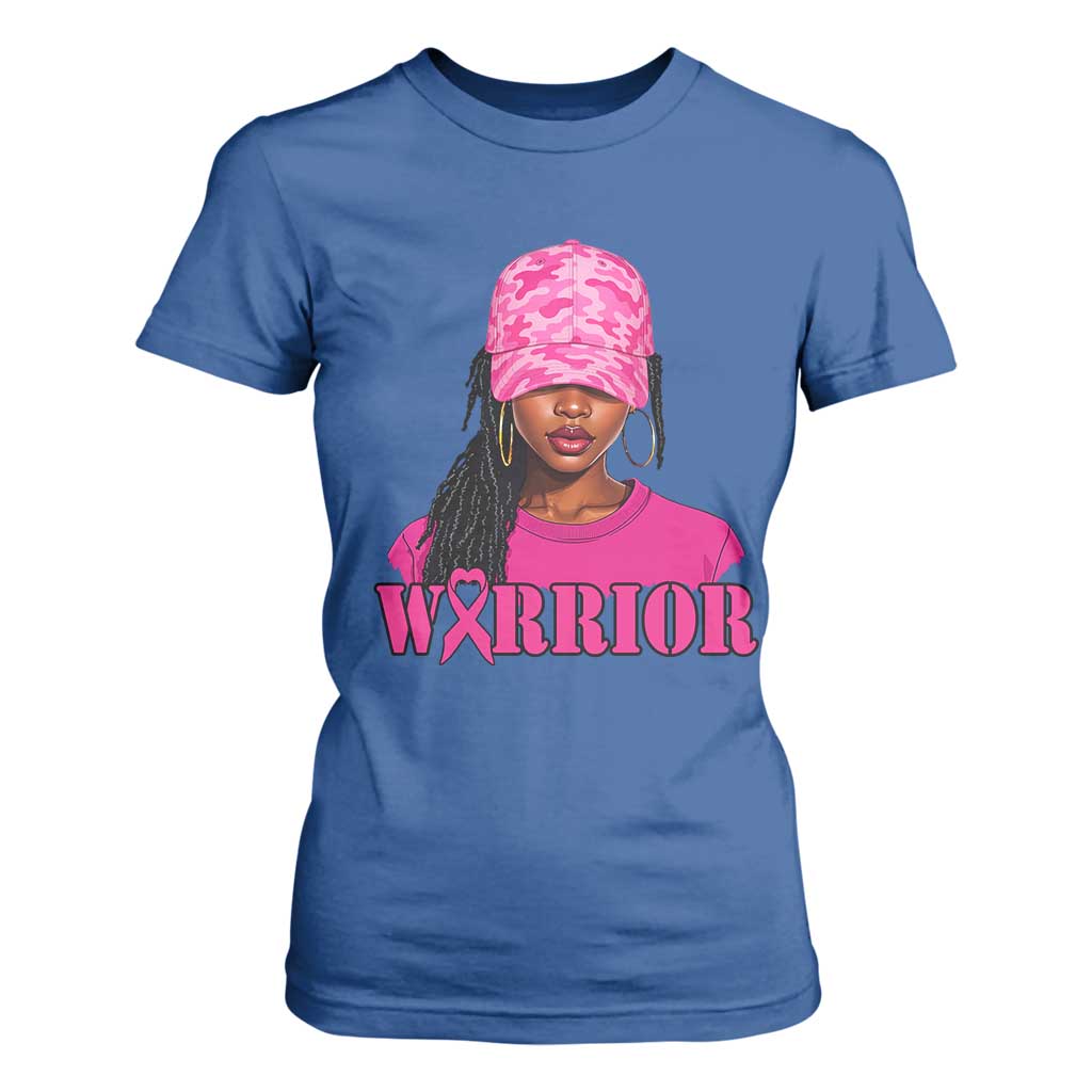 African American Warrior Breast Cancer T Shirt For Women Pink Ribbon TS11 Royal Blue Print Your Wear