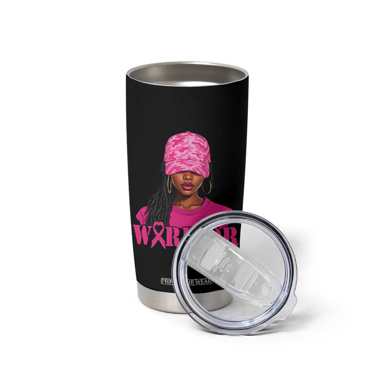 African American Warrior Breast Cancer Tumbler Cup Pink Ribbon TS11 Print Your Wear