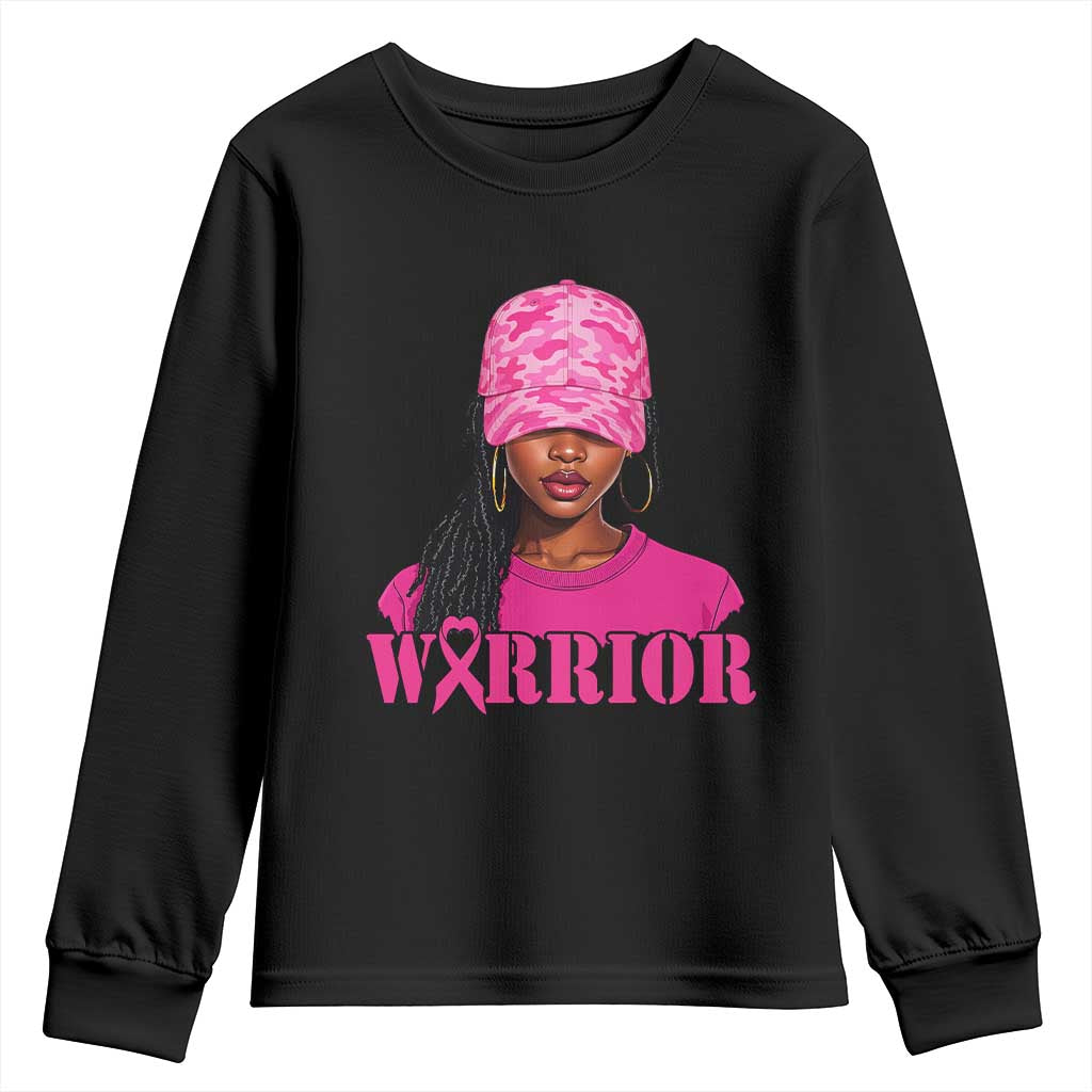 African American Warrior Breast Cancer Youth Sweatshirt Pink Ribbon TS11 Black Print Your Wear