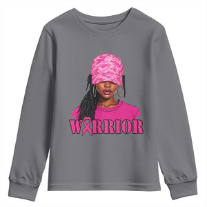 African American Warrior Breast Cancer Youth Sweatshirt Pink Ribbon TS11 Charcoal Print Your Wear