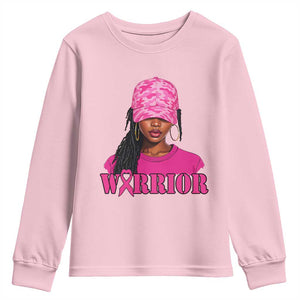 African American Warrior Breast Cancer Youth Sweatshirt Pink Ribbon TS11 Light Pink Print Your Wear