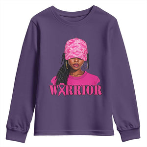 African American Warrior Breast Cancer Youth Sweatshirt Pink Ribbon TS11 Purple Print Your Wear