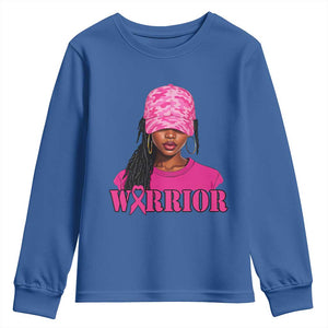 African American Warrior Breast Cancer Youth Sweatshirt Pink Ribbon TS11 Royal Blue Print Your Wear