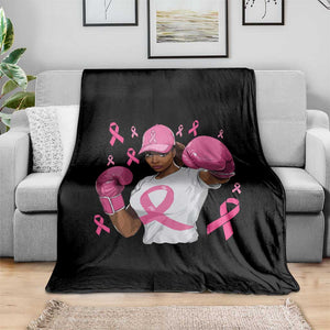 African American Fighter Breast Cancer Awareness Throw Blanket Pink Ribbon TS11 Print Your Wear