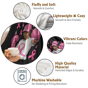 African American Fighter Breast Cancer Awareness Throw Blanket Pink Ribbon TS11 Print Your Wear