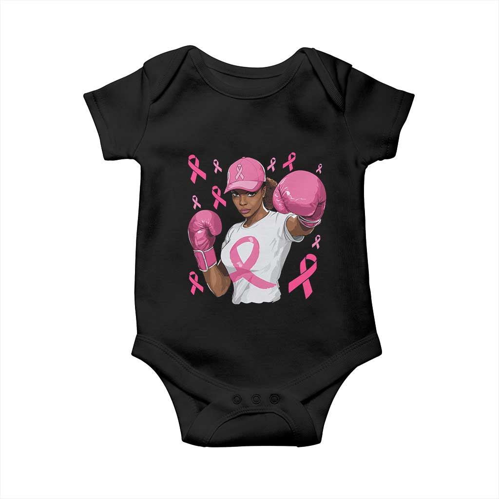 African American Fighter Breast Cancer Awareness Baby Onesie Pink Ribbon TS11 Black Print Your Wear