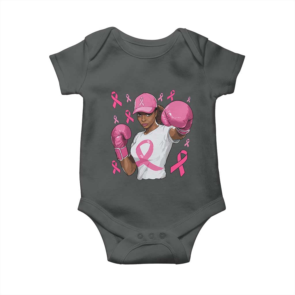 African American Fighter Breast Cancer Awareness Baby Onesie Pink Ribbon TS11 Dark Heather Print Your Wear