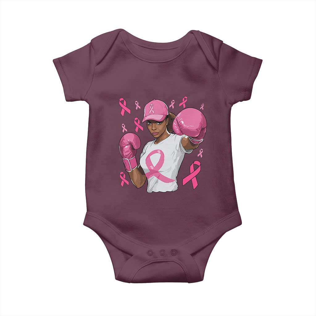 African American Fighter Breast Cancer Awareness Baby Onesie Pink Ribbon TS11 Maroon Print Your Wear