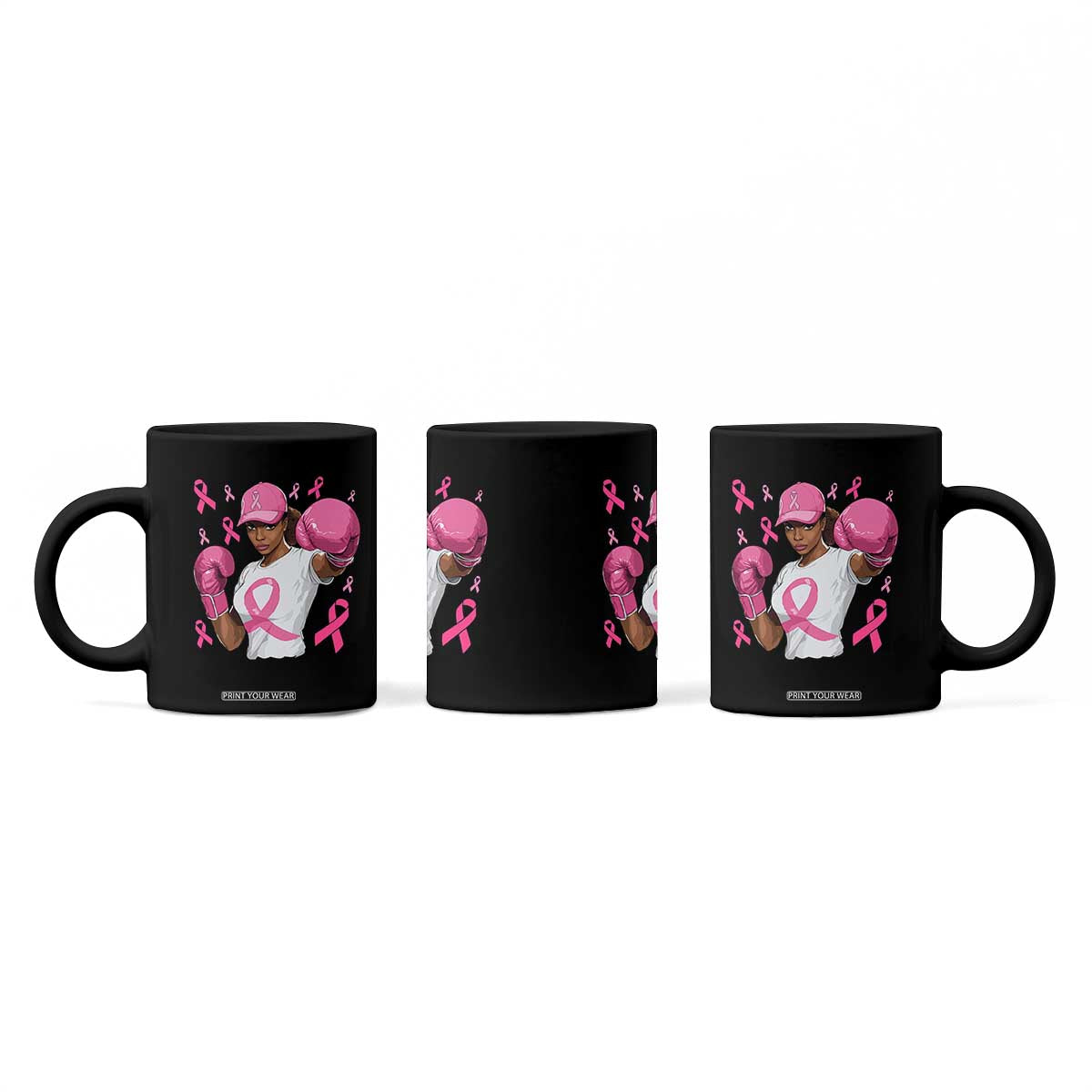 African American Fighter Breast Cancer Awareness Coffee Mug Pink Ribbon TS11 Print Your Wear