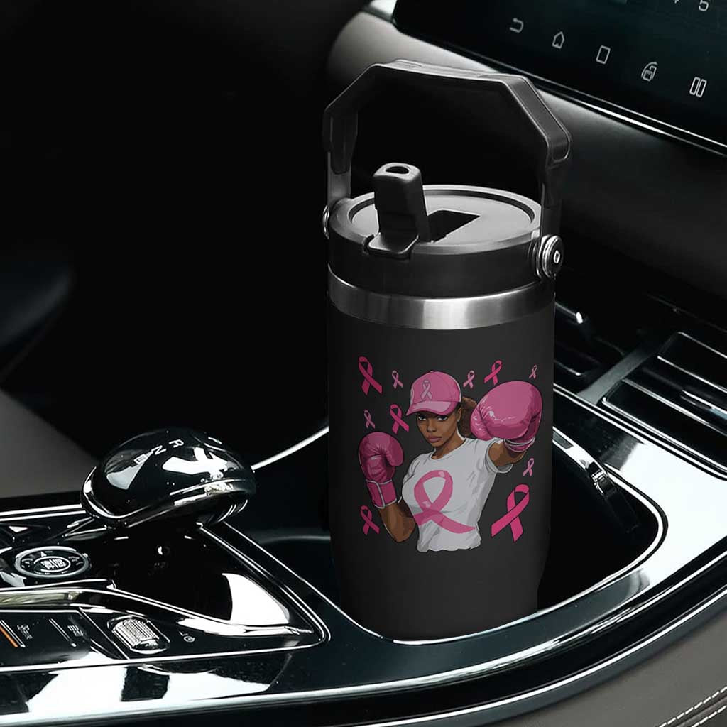 African American Fighter Breast Cancer Awareness Flip Straw Tumbler Pink Ribbon TS11 Print Your Wear