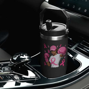 African American Fighter Breast Cancer Awareness Flip Straw Tumbler Pink Ribbon TS11 Print Your Wear