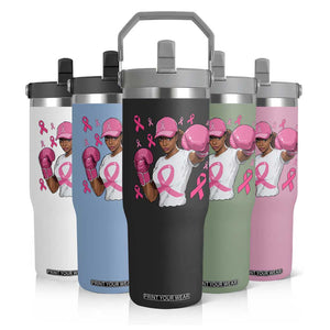 African American Fighter Breast Cancer Awareness Flip Straw Tumbler Pink Ribbon TS11 Print Your Wear