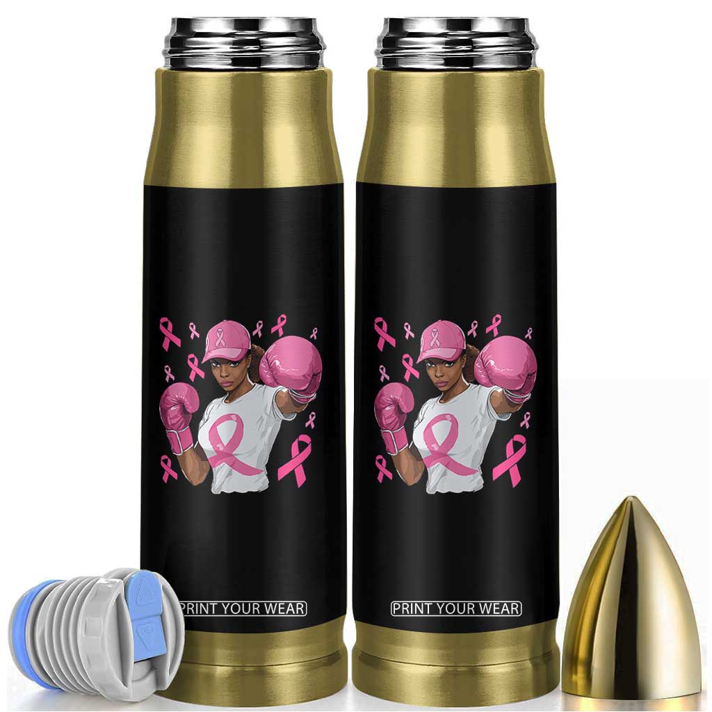 African American Fighter Breast Cancer Awareness Bullet Tumbler Pink Ribbon TS11 Black Print Your Wear