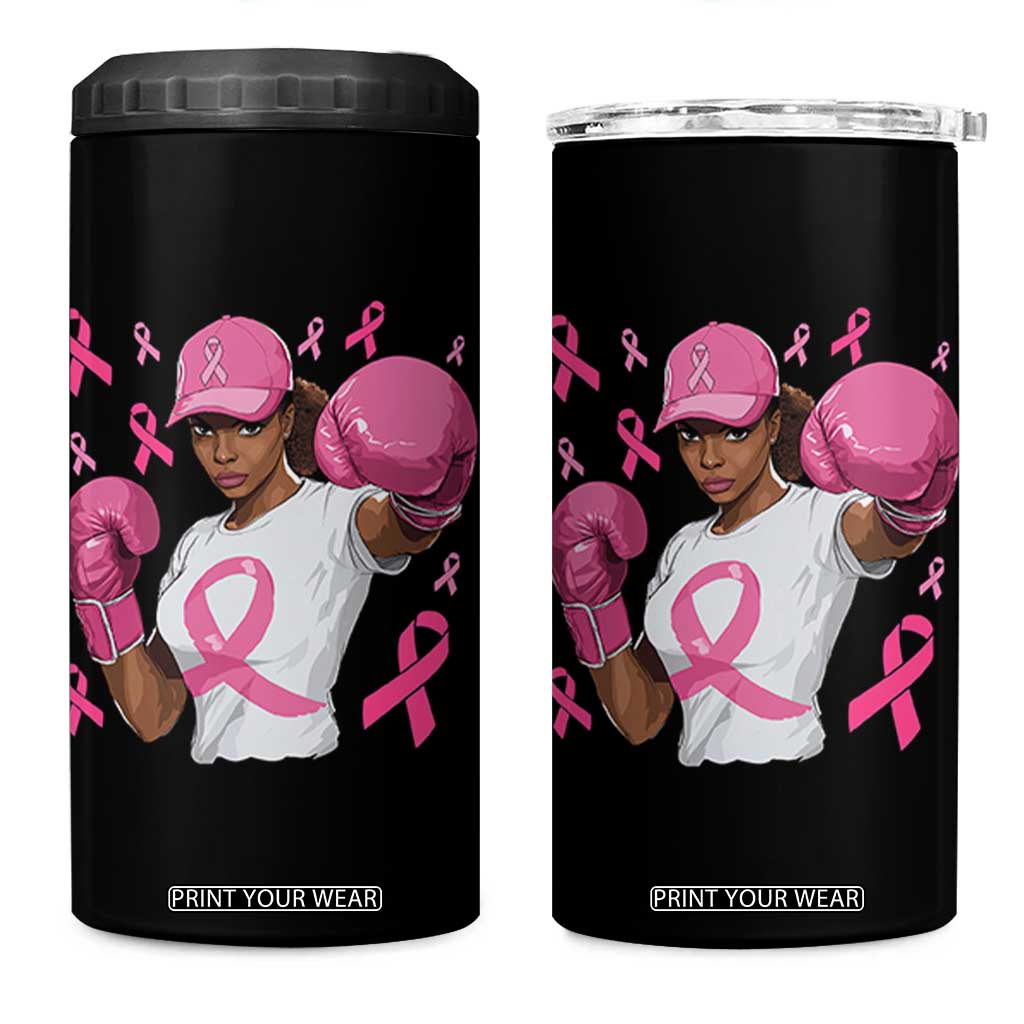 African American Fighter Breast Cancer Awareness 4 in 1 Can Cooler Tumbler Pink Ribbon TS11 One Size: 16 oz Black Print Your Wear