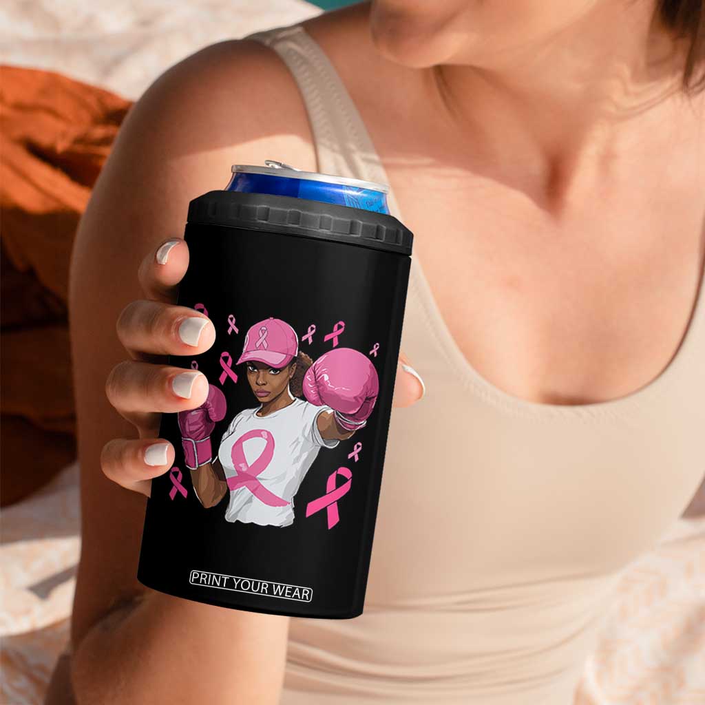 African American Fighter Breast Cancer Awareness 4 in 1 Can Cooler Tumbler Pink Ribbon TS11 Print Your Wear
