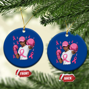 African American Fighter Breast Cancer Awareness Ceramic Ornament Pink Ribbon TS11 1pc Blue Print Your Wear