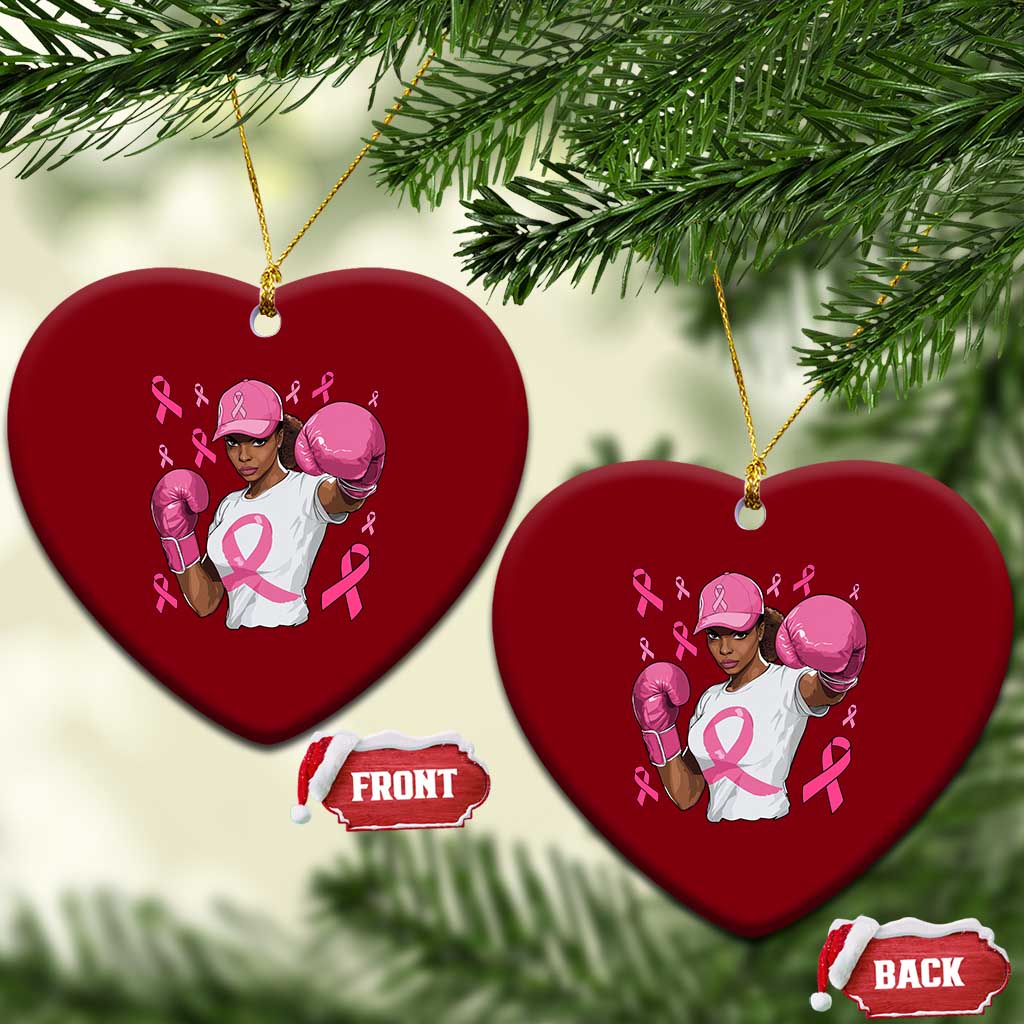 African American Fighter Breast Cancer Awareness Ceramic Ornament Pink Ribbon TS11 Print Your Wear