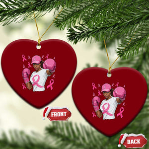 African American Fighter Breast Cancer Awareness Ceramic Ornament Pink Ribbon TS11 Print Your Wear