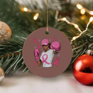 African American Fighter Breast Cancer Awareness Ceramic Ornament Pink Ribbon TS11 1pc Mocha Print Your Wear