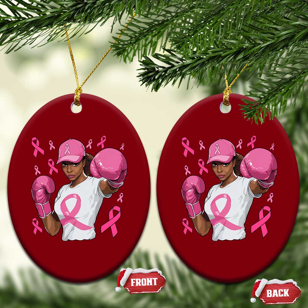 African American Fighter Breast Cancer Awareness Ceramic Ornament Pink Ribbon TS11 Print Your Wear