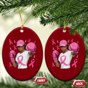 African American Fighter Breast Cancer Awareness Ceramic Ornament Pink Ribbon TS11 Print Your Wear