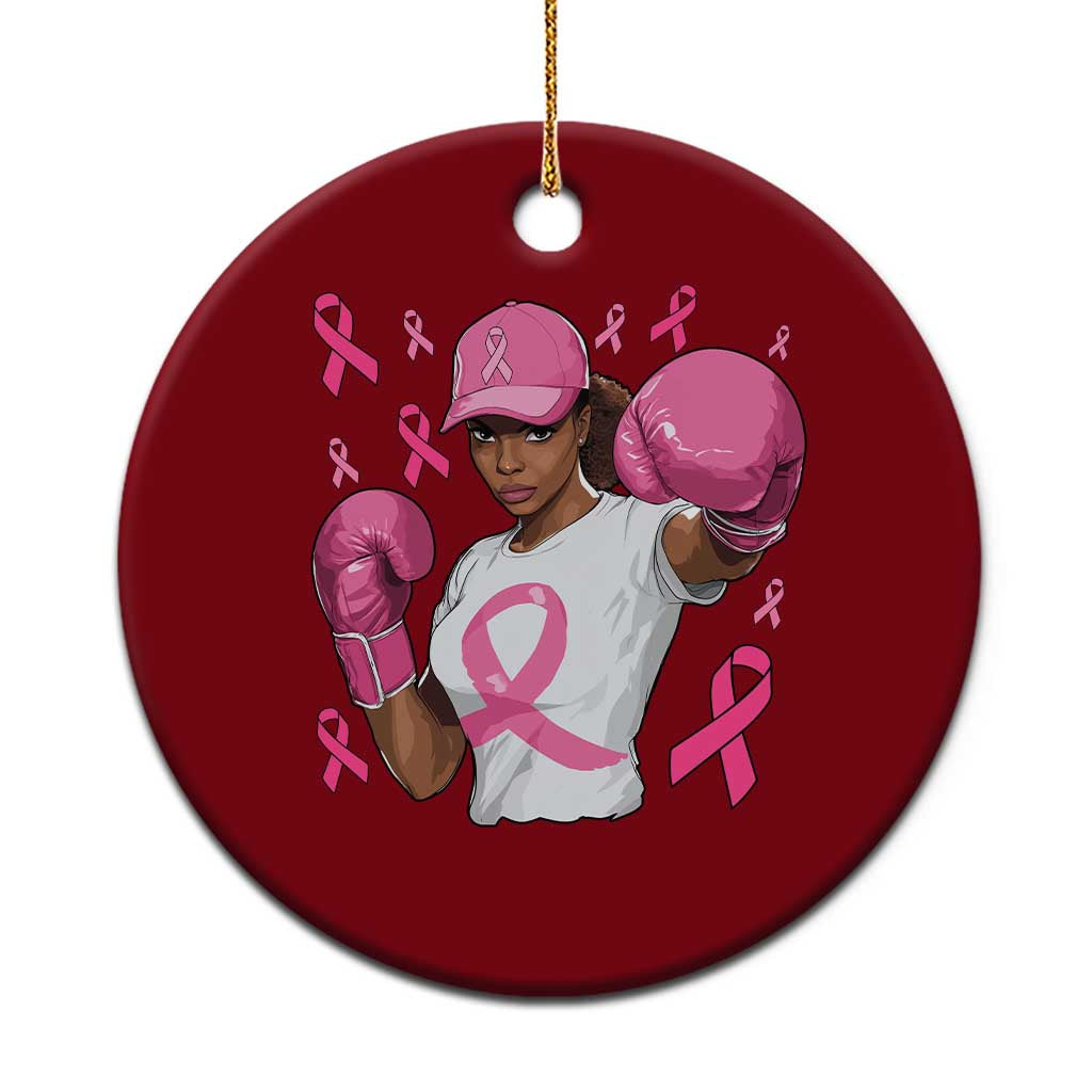 African American Fighter Breast Cancer Awareness Ceramic Ornament Pink Ribbon TS11 1pc Red Print Your Wear