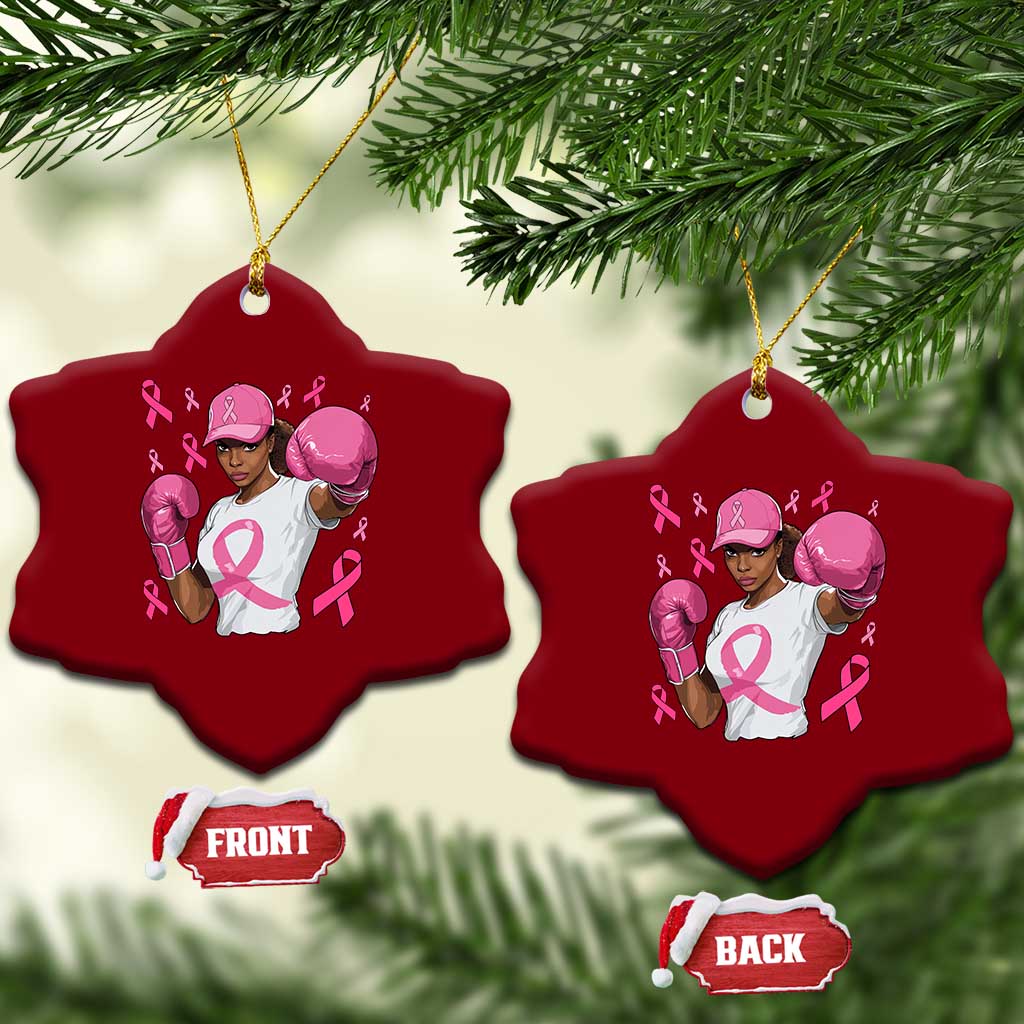 African American Fighter Breast Cancer Awareness Ceramic Ornament Pink Ribbon TS11 Print Your Wear