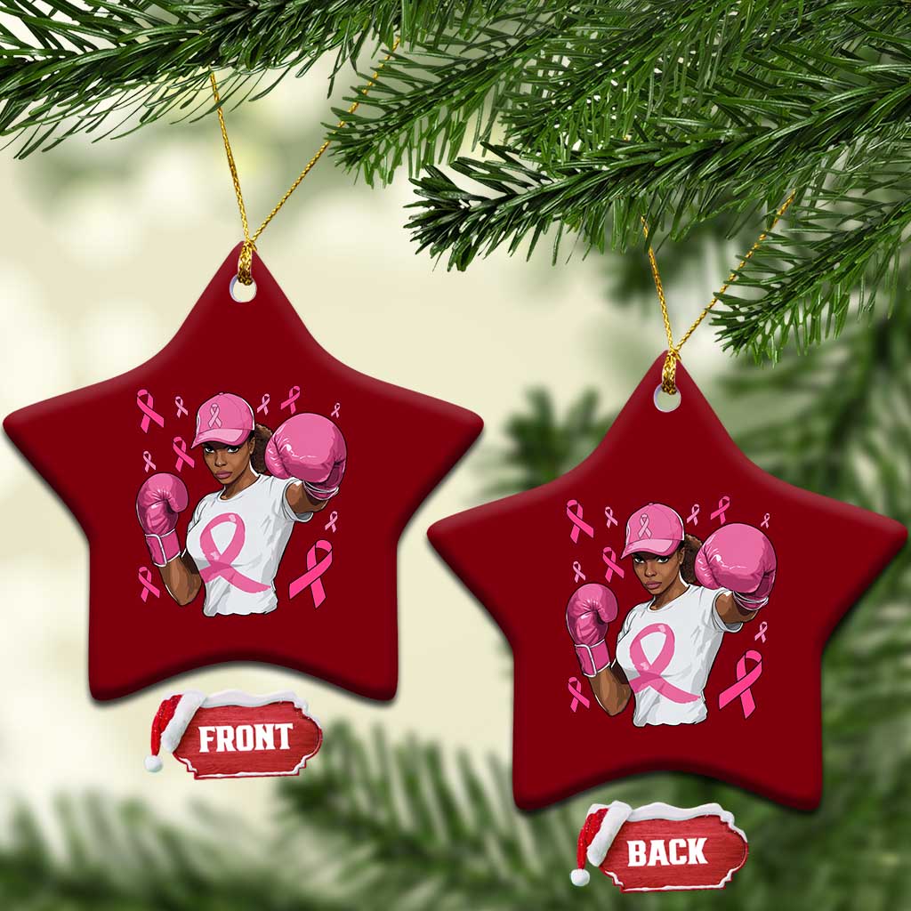 African American Fighter Breast Cancer Awareness Ceramic Ornament Pink Ribbon TS11 Print Your Wear