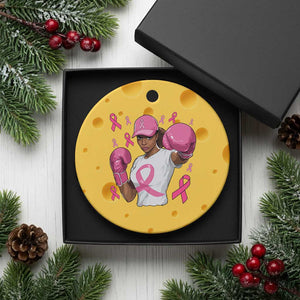 African American Fighter Breast Cancer Awareness Ceramic Ornament Pink Ribbon TS11 1pc Yellow Cheese Print Your Wear