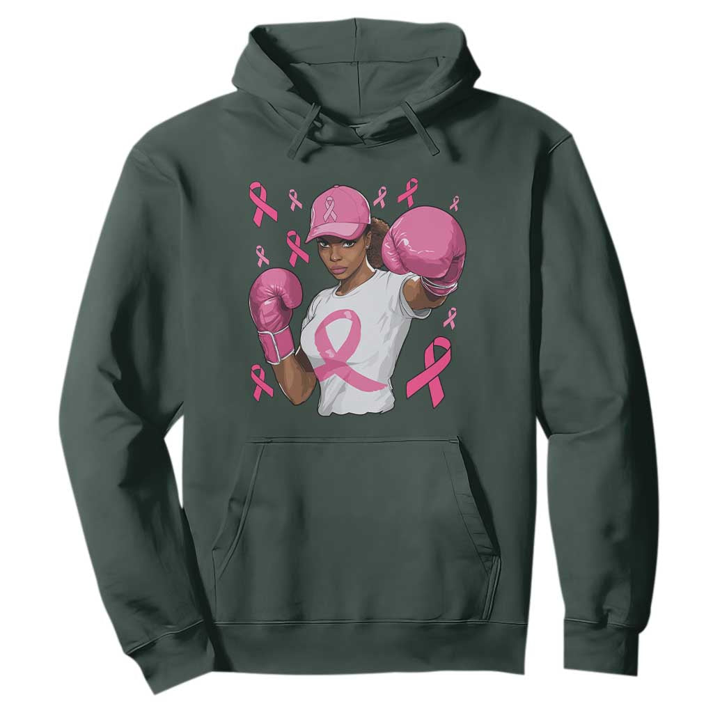 African American Fighter Breast Cancer Awareness Hoodie Pink Ribbon TS11 Dark Forest Green Print Your Wear