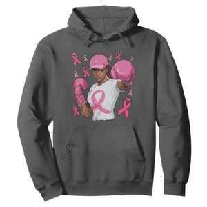 African American Fighter Breast Cancer Awareness Hoodie Pink Ribbon TS11 Dark Heather Print Your Wear