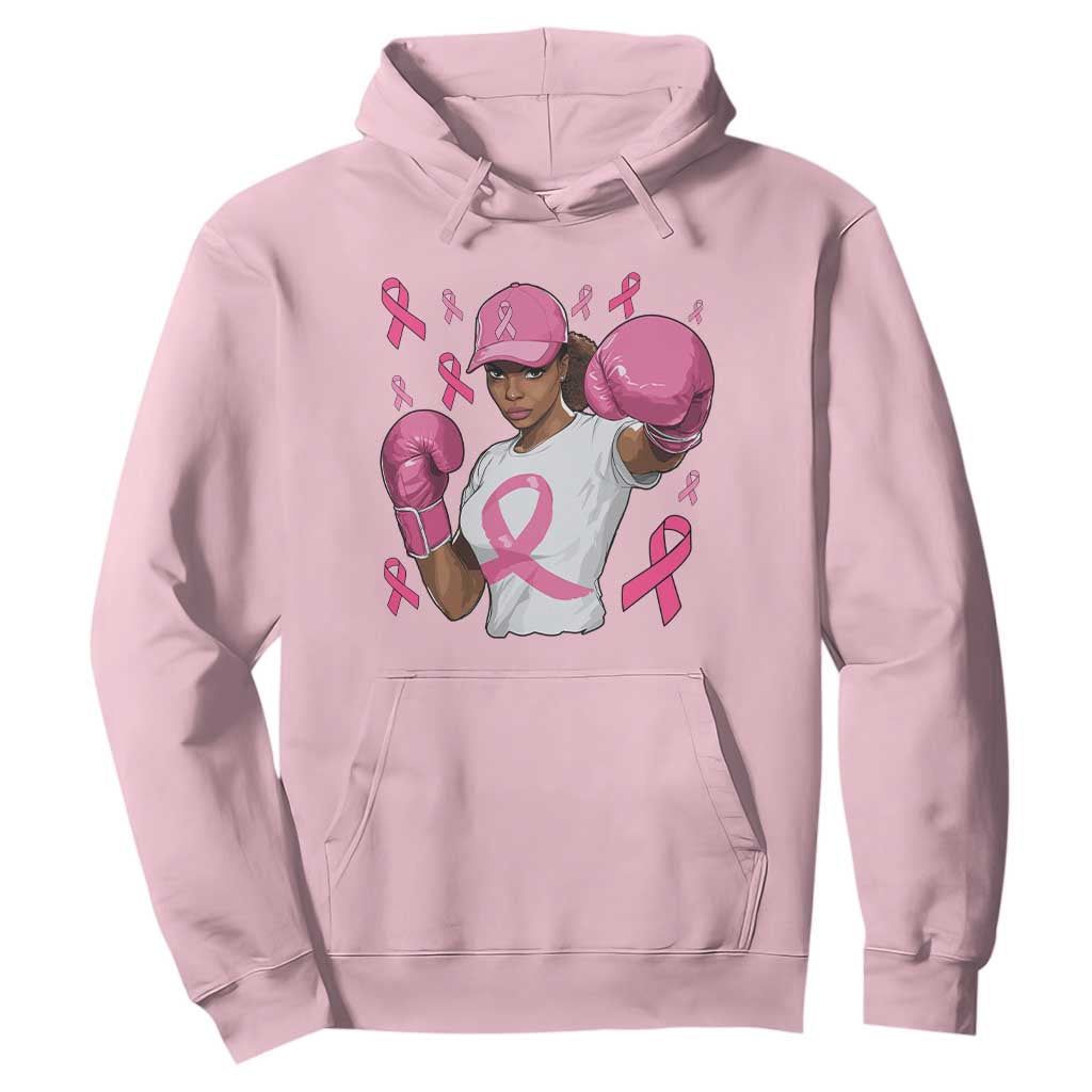 African American Fighter Breast Cancer Awareness Hoodie Pink Ribbon TS11 Light Pink Print Your Wear