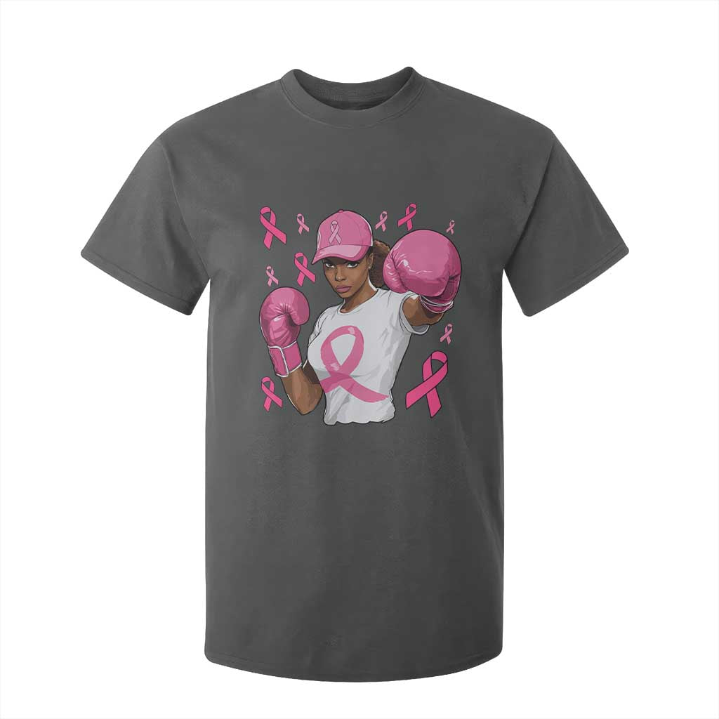 African American Fighter Breast Cancer Awareness T Shirt For Kid Pink Ribbon TS11 Dark Heather Print Your Wear
