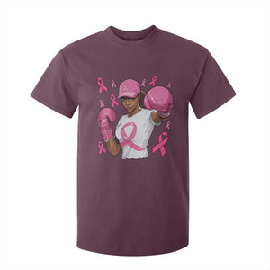 African American Fighter Breast Cancer Awareness T Shirt For Kid Pink Ribbon TS11 Maroon Print Your Wear