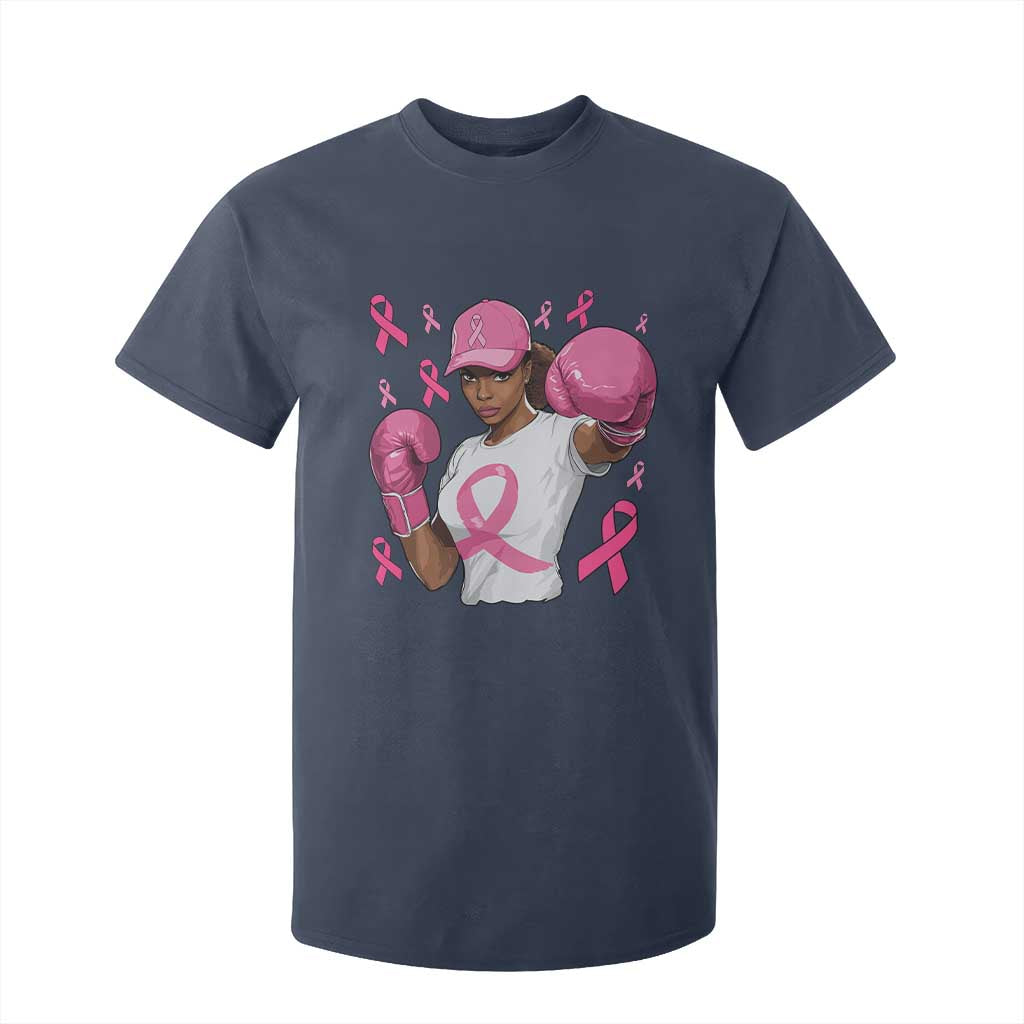 African American Fighter Breast Cancer Awareness T Shirt For Kid Pink Ribbon TS11 Navy Print Your Wear