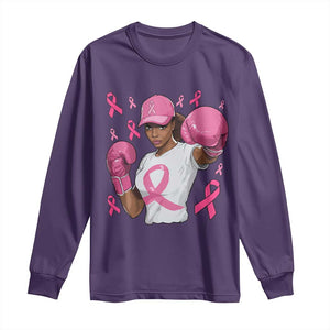 African American Fighter Breast Cancer Awareness Long Sleeve Shirt Pink Ribbon TS11 Purple Print Your Wear