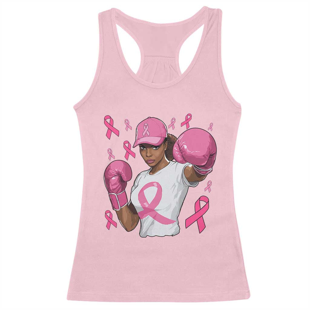 African American Fighter Breast Cancer Awareness Racerback Tank Top Pink Ribbon TS11 Light Pink Print Your Wear