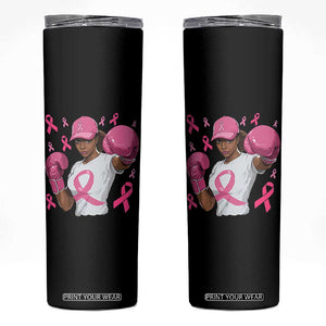 African American Fighter Breast Cancer Awareness Skinny Tumbler Pink Ribbon TS11 Black Print Your Wear