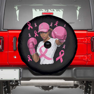 African American Fighter Breast Cancer Awareness Spare Tire Cover Pink Ribbon TS11 Black Print Your Wear