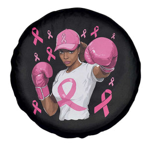 African American Fighter Breast Cancer Awareness Spare Tire Cover Pink Ribbon TS11 Print Your Wear