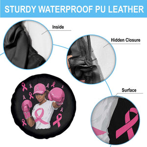 African American Fighter Breast Cancer Awareness Spare Tire Cover Pink Ribbon TS11 Print Your Wear