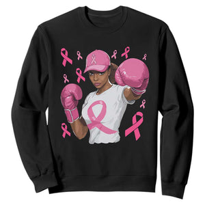 African American Fighter Breast Cancer Awareness Sweatshirt Pink Ribbon TS11 Black Print Your Wear