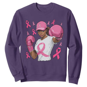 African American Fighter Breast Cancer Awareness Sweatshirt Pink Ribbon TS11 Purple Print Your Wear