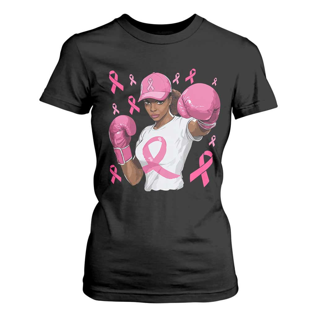 African American Fighter Breast Cancer Awareness T Shirt For Women Pink Ribbon TS11 Black Print Your Wear
