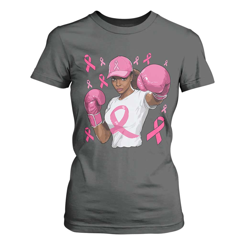 African American Fighter Breast Cancer Awareness T Shirt For Women Pink Ribbon TS11 Dark Heather Print Your Wear